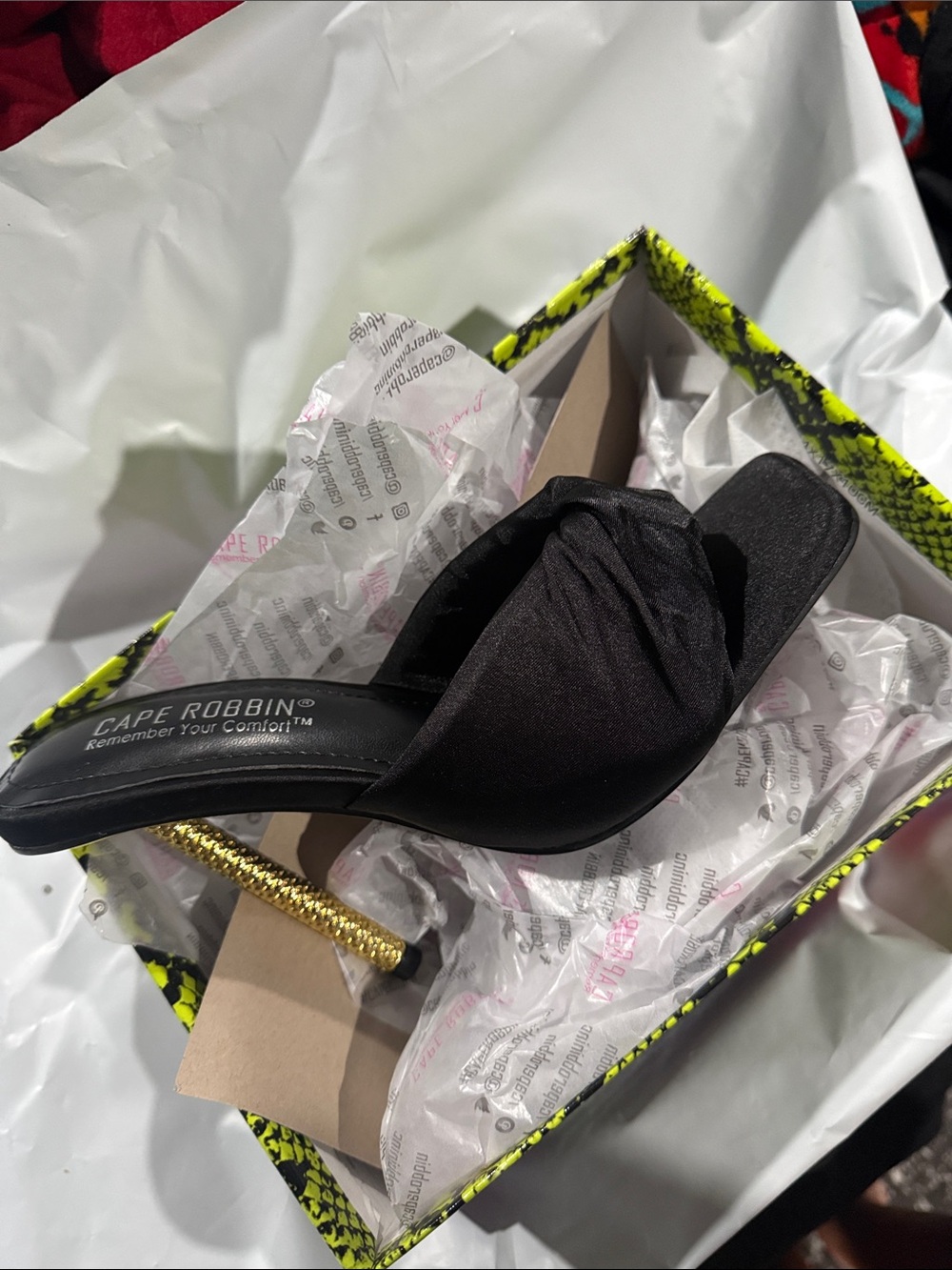 Cape Robbin Black satin Knotted Slide Heel for Women